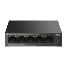 TP-Link LS105LP 5-Port 10/100Mbps 4 Port PoE 41W Güç 250m PoE Mesafesi Metal Kasa Masaüstü Switch