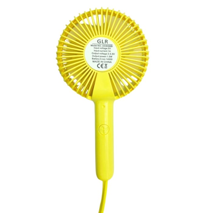 bigmate  Mini El Fanı Taşınabilir Serinletici Şarjlı Sarı Vantilatör 3 Kademeli Hız Ayarı YS2289
