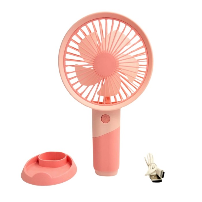 bigmate Mini El Fanı Taşınabilir Serinletici Şarjlı Pembe Vantilatör 3 Kademeli Hız Ayarı YM88176A