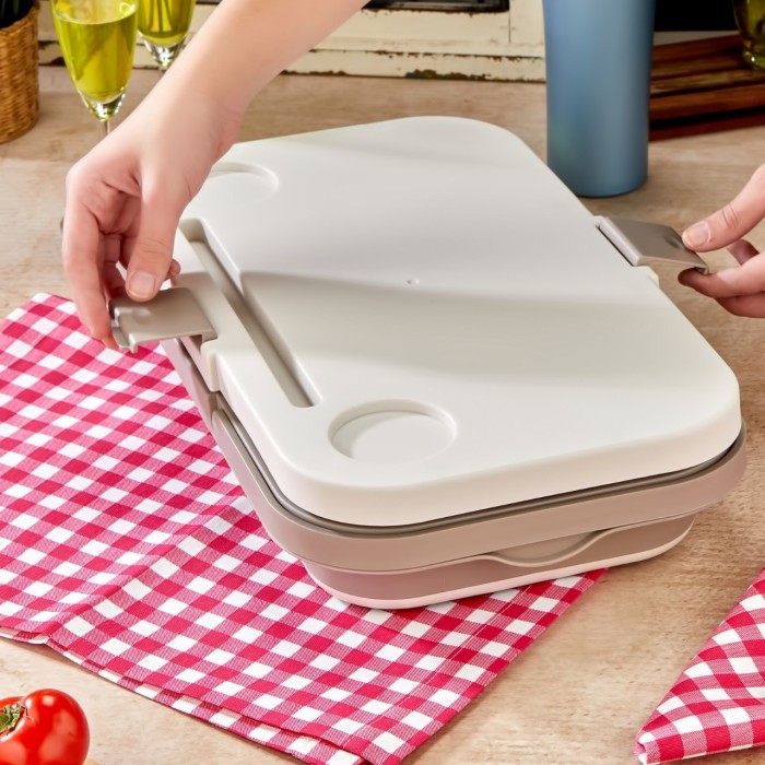 bigmate Portatif Katlanır Piknik Seti Krem 25Lt Silikon Sepetli Masalı Piknik Sepeti