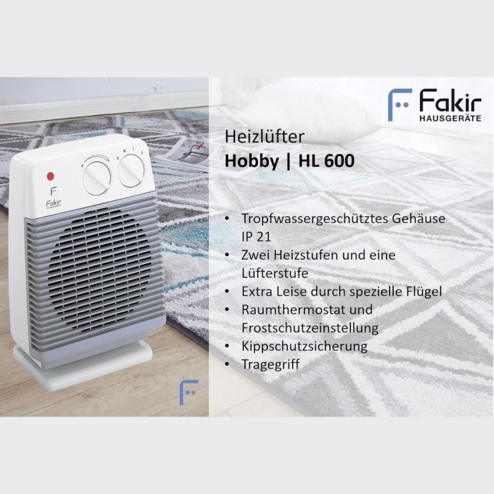 Fakir Hobby S Premium 2000 W Yanmaz Gövdeli Gri Fanlı Isıtıcı