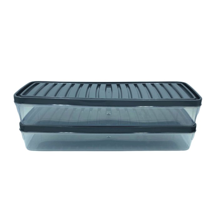 bigmate 2'li Şeffaf Saklama Kabı Siyah 2x1 Lt BGMT1115 Mikrodalga Buzdolabı ve Dondurucu Uyumlu Düzenleyici