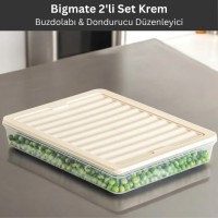 bigmate 2'li Şeffaf Saklama Kabı Krem 2x2,5 Lt BGMT2225 Mikrodalga Buzdolabı ve Dondurucu Uyumlu Düzenleyici