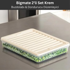 bigmate 2'li Şeffaf Saklama Kabı Krem 2x2,5 Lt BGMT2225 Mikrodalga Buzdolabı ve Dondurucu Uyumlu Düzenleyici
