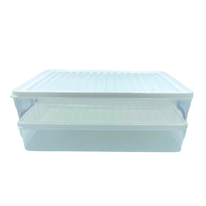 bigmate 2'li Şeffaf Saklama Kabı Beyaz 2x2,5 Lt BGMT2225 Mikrodalga Buzdolabı ve Dondurucu Uyumlu Düzenleyici