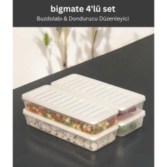 bigmate 4'lü Şeffaf Saklama Kabı Krem 4x1 Lt BGMT1515 Mikrodalga Buzdolabı ve Dondurucu Uyumlu Düzen