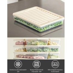 bigmate 4'lü Şeffaf Saklama Kabı Krem 4x2,5 Lt BGMT2525 Mikrodalga Buzdolabı ve Dondurucu Uyumlu Düzenleyici