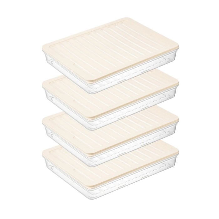 bigmate 4'lü Şeffaf Saklama Kabı Krem 4x2,5 Lt BGMT2525 Mikrodalga Buzdolabı ve Dondurucu Uyumlu Düzenleyici