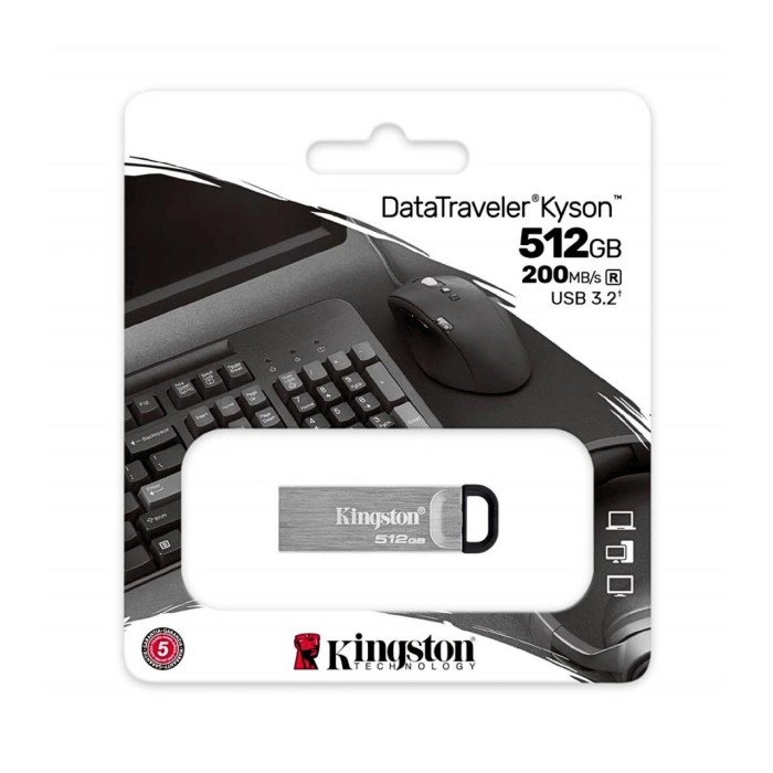 Kingston DTKN/512GB 512GB DataTraveler Kyson 200MB/s Metal USB 3.2 Gen 1 Flash Bellek