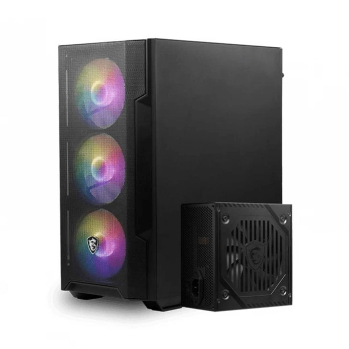MSI MAG FORGE M100A D60 Akrilik yan panel 3x120mm 1x120mm Auto RGB Fan 600W 80+ mATX Oyuncu Bilgisayar Kasası