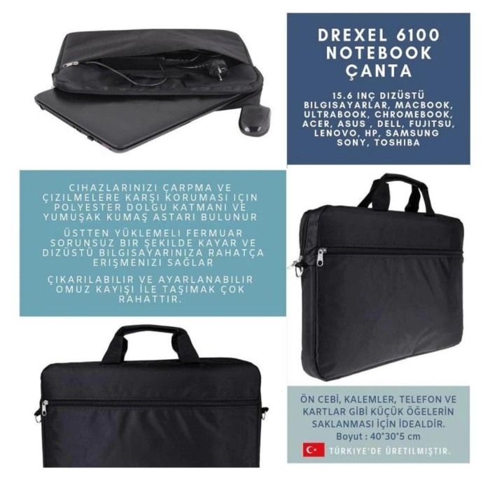 PLM Drexel 6100 15.6" Siyah Notebook Çantası