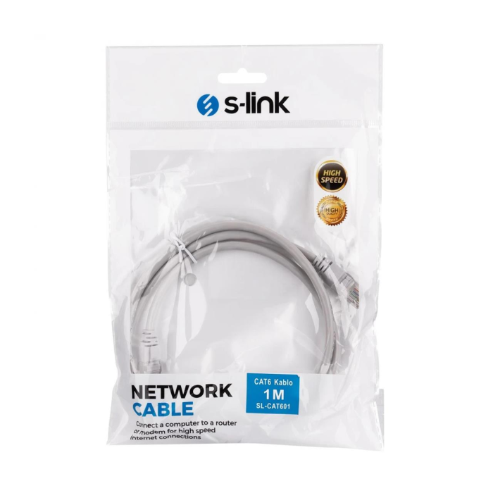 S-link SL-CAT601 CAT6 Patch Kablo 1M Gri